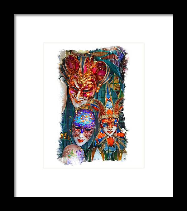 Colorful Framed Print featuring the photograph Venetian Masks by Judy Deist