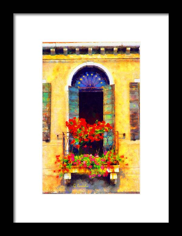 Rossidis Framed Print featuring the painting Venice balcony by George Rossidis