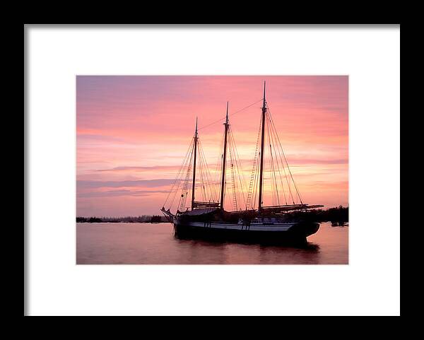 Windjammer Framed Print featuring the photograph Victory Chimes Sunset by Fred LeBlanc