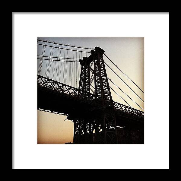 Orangesky Framed Print featuring the photograph View Of The Williamsburg Bridge At by Arnab Mukherjee