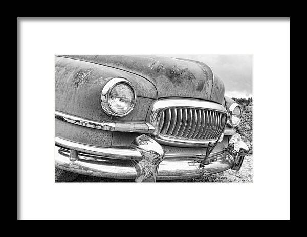 1951 Framed Print featuring the photograph Vintage 1951 Nash Ambassador Front End 2 BW by James BO Insogna