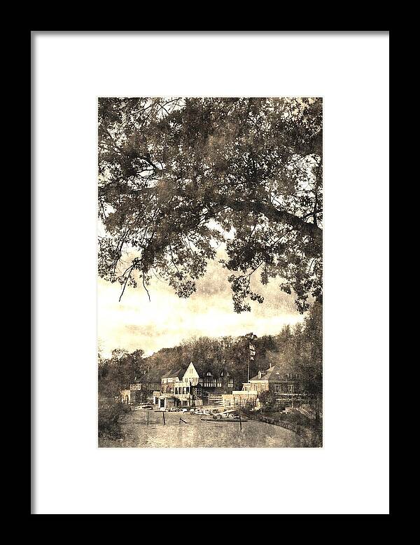 Boathouse Row Framed Print featuring the digital art Vintage Boathouse Row by Andrew Dinh