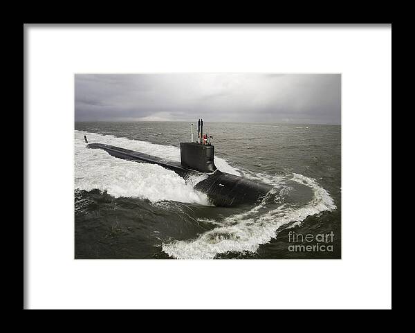 Submarine Framed Print featuring the photograph Virginia-class Attack Submarine by Stocktrek Images