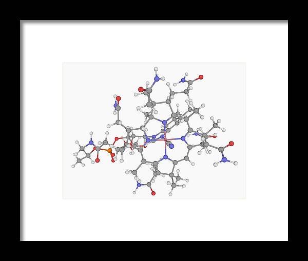 Horizontal Framed Print featuring the digital art Vitamin B12 (cobalamin) Molecule by Laguna Design