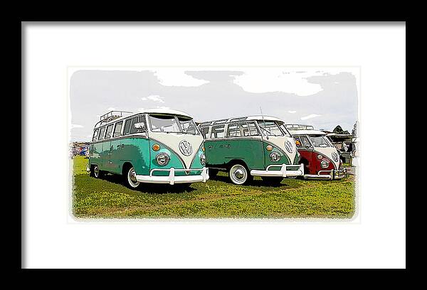 Volkswagen Framed Print featuring the photograph Volkswagen Bus Row by Steve McKinzie