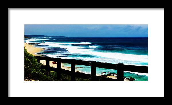 Landscape Framed Print featuring the digital art Walkway to the Sea by Phill Petrovic