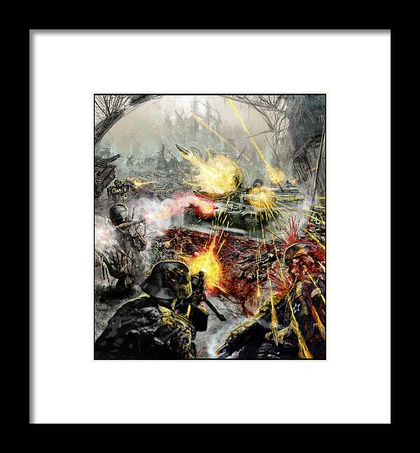 Cranial Impalement Framed Print featuring the mixed media Wars Are Designed to Destroy by Tony Koehl