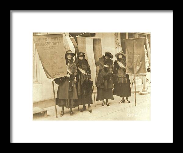 Washington Suffragettes Picketing In New York City Framed Print featuring the photograph Washington Suffragettes Picketing in New York City by Padre Art