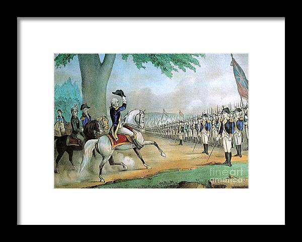 History Framed Print featuring the photograph Washington Taking Command Of American by Photo Researchers