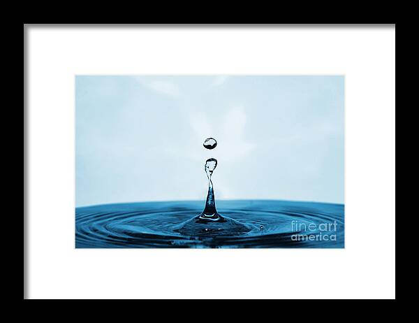 Water Framed Print featuring the photograph Water Drop in Blue by Paul Topp