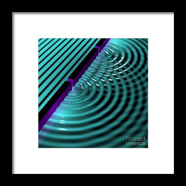 Beams Framed Print featuring the digital art Waves Two Slit 3 by Russell Kightley