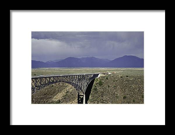Architecture Framed Print featuring the photograph Weather at the Rio Grande Gorge Bridge by Melany Sarafis