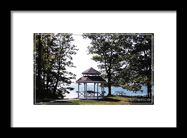 Wedding Gazebo Framed Print featuring the photograph Wedding Gazebo by Lake Erie at Evangola State Park by Rose Santuci-Sofranko