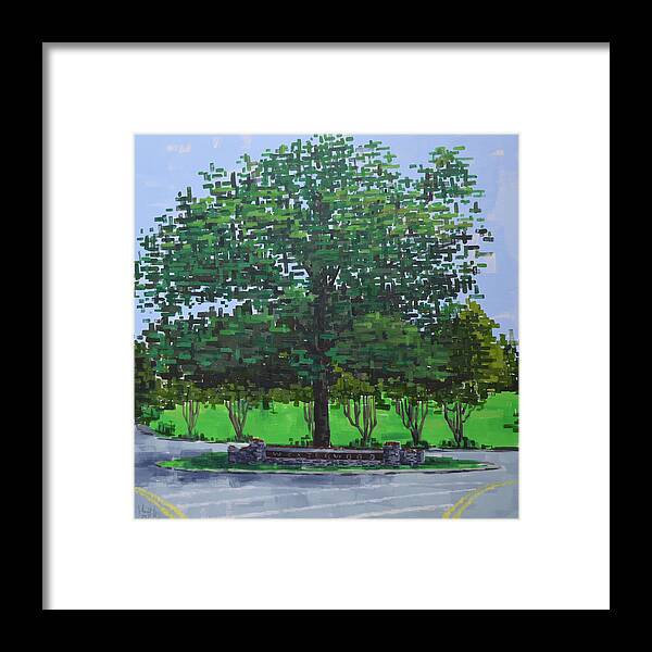 Landscape Framed Print featuring the painting Westerwood Tree by John Gibbs