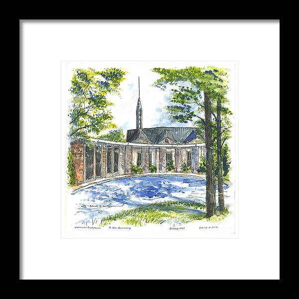 Circle Framed Print featuring the painting Westminster Presbyterian Church Office Entrance by Patrick Grills