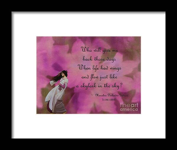 Fine Art Framed Print featuring the mixed media When Life Had Wings by Patricia Griffin Brett
