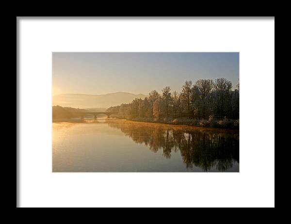 White Framed Print featuring the photograph White Frost Landscape 2 by Ralf Kaiser