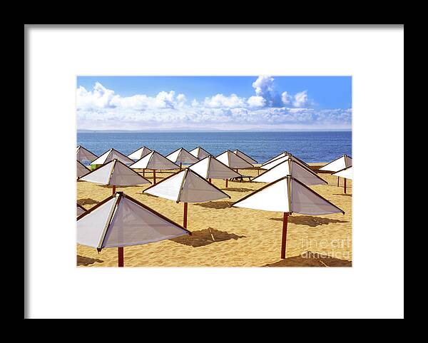 Beach Framed Print featuring the photograph White Sunshades by Carlos Caetano