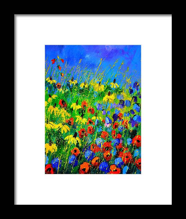 Poppies Framed Print featuring the painting Wild Flowers 452180 by Pol Ledent