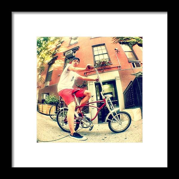 Nyc Framed Print featuring the photograph @williamyan On His Retro Shwinn Apple by Robin Capili