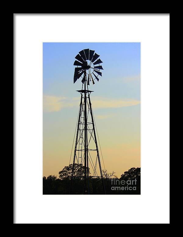 Windmill Framed Print featuring the photograph Windmill At Dusk by Kathy White