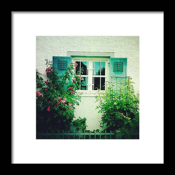 Bavaria Framed Print featuring the photograph #window #house #bavaria #rose #roses by Charlotte Ashu