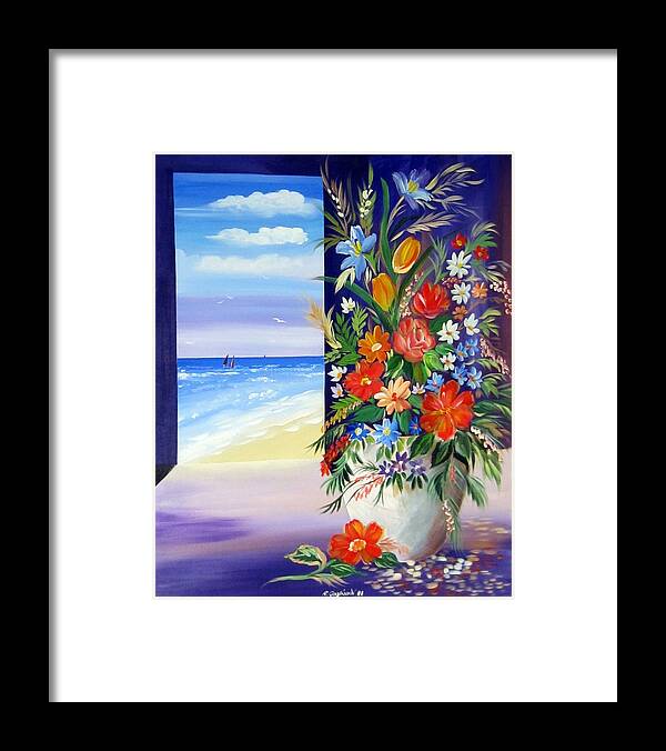 Australia Framed Print featuring the painting Window On The Beach by Roberto Gagliardi