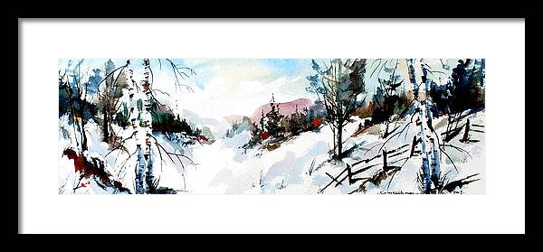 Snow Landscape Winter Open Spaces Trees Framed Print featuring the painting Winter Blanket Mulmur by Wilfred McOstrich