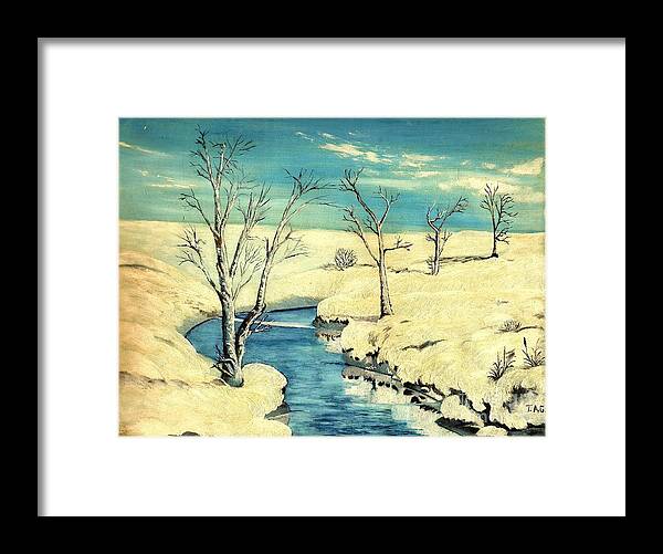 Snow Framed Print featuring the painting Winter Thaw by Jessi and James Gault