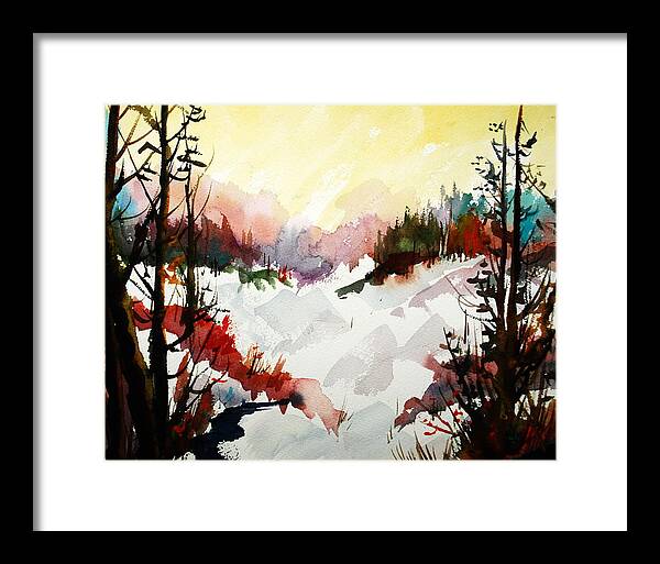 Winter Snow Forest Landscape Colours Framed Print featuring the painting Winterlude in Muskoka by Wilfred McOstrich