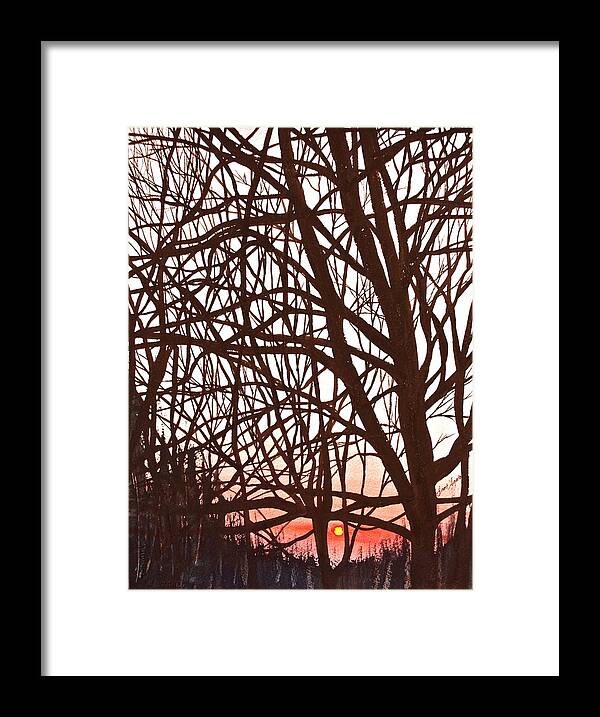 Trees Framed Print featuring the painting WinTree Sunset by Frank SantAgata