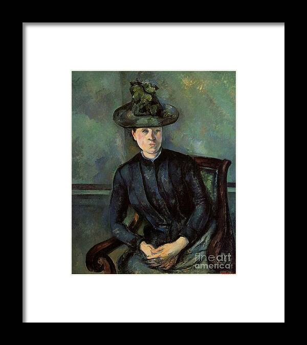 Cezanne Framed Print featuring the painting Woman in a Green Hat by Extrospection Art