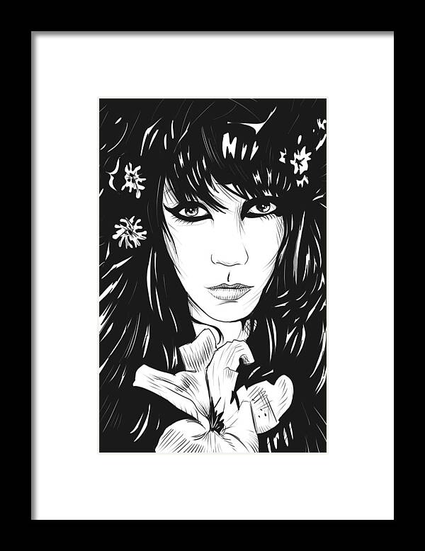Woman Framed Print featuring the drawing Woman with flower by Giuseppe Cristiano