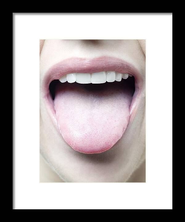Studio Shot Framed Print featuring the photograph Woman's Tongue by 