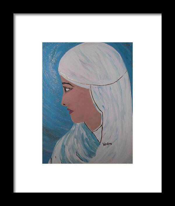 Blessed Mother Mary Framed Print featuring the painting Wrapped in Silence by Clare Ventura
