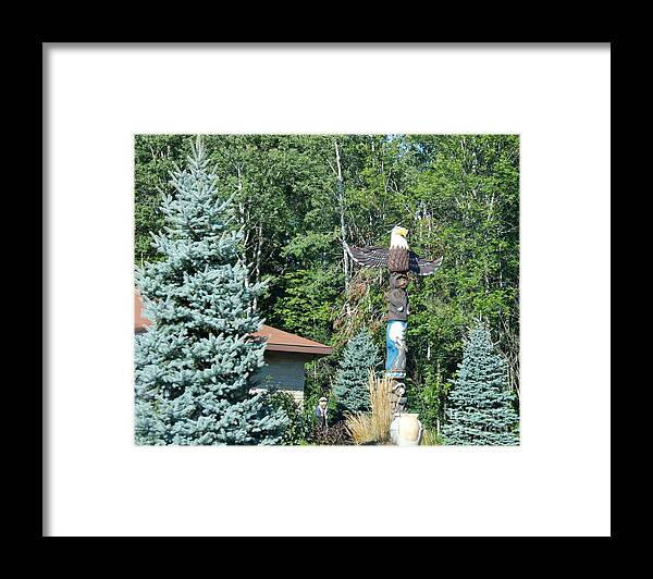 Totem Pole Framed Print featuring the photograph Yard Totem by Pamela Walrath