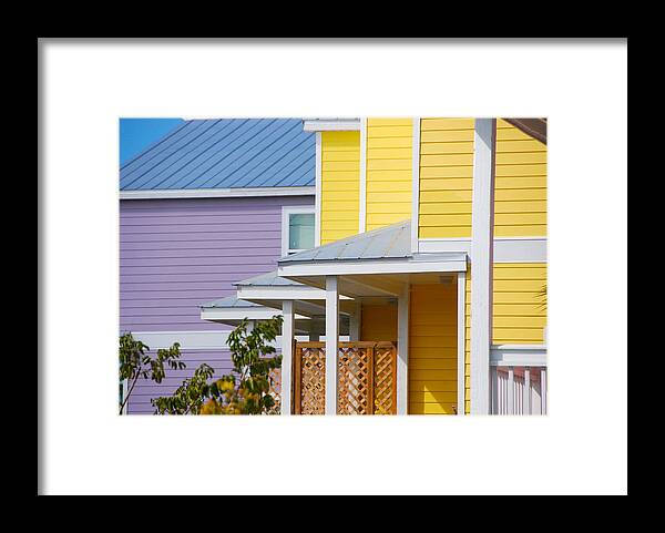 Architecture Framed Print featuring the photograph Yellow 3 Purple1 by John Schneider