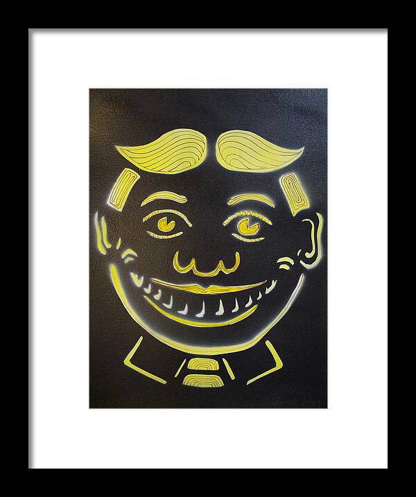 Tillie Of Asbury Park Framed Print featuring the painting Yellow on Black Tillie by Patricia Arroyo