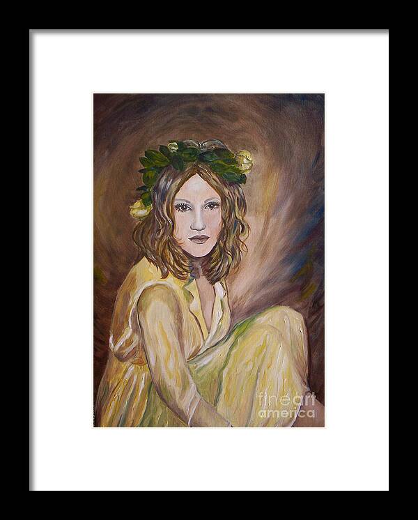 Yellow Framed Print featuring the painting Yellow Rose by Julie Brugh Riffey