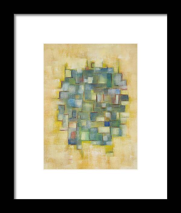 Abstract Framed Print featuring the painting Yellow with Green by Patricia Cleasby