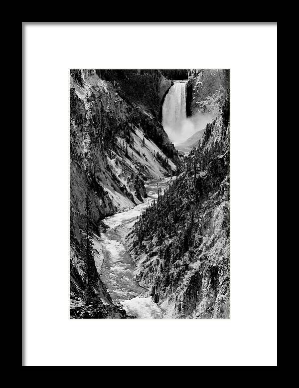 Yellowstone Framed Print featuring the photograph Yellowstone Waterfalls in Black and White by Sebastian Musial