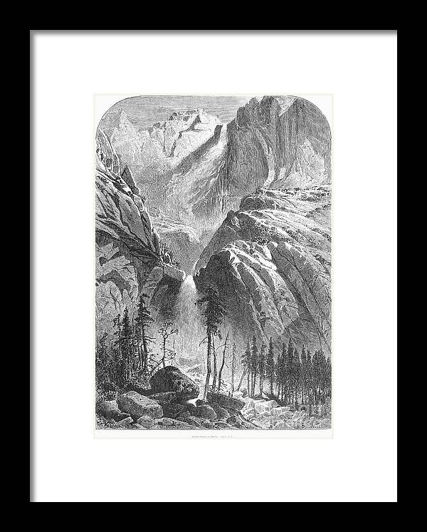 1874 Framed Print featuring the photograph Yosemite Falls, 1874 by Granger