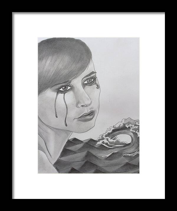 Water Framed Print featuring the drawing Your Tears Add To The Flood by Jodi Harvey-Brown