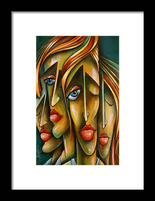 Portrait Framed Print featuring the painting ' Pose ' by Michael Lang
