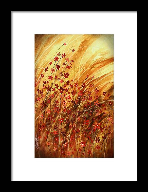 Flowers Framed Print featuring the painting ' Summer Breeze' by Michael Lang