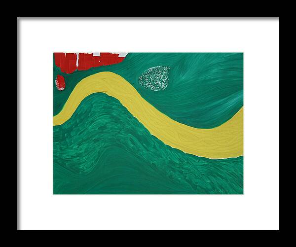  Framed Print featuring the painting Bend in the river by Prakash Bal Joshi 
