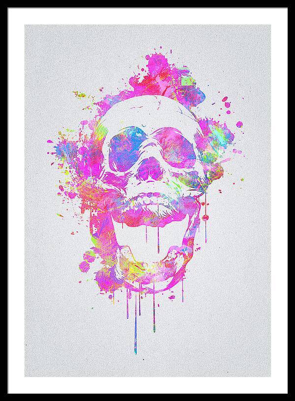 Illusion Framed Print featuring the digital art Cool and Trendy Pink Watercolor Skull by Philipp Rietz