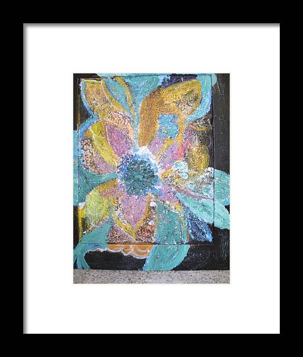 Abstract Floral Framed Print featuring the painting FlowOver FLOWERS UNCROPPED by Anne-Elizabeth Whiteway
