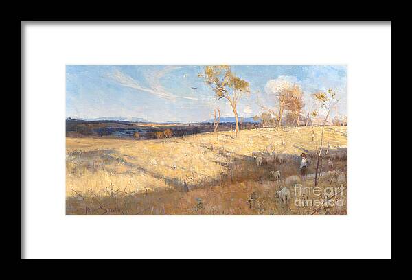 Arthur Streeton Framed Print featuring the painting Golden summer Eaglemont by Celestial Images
