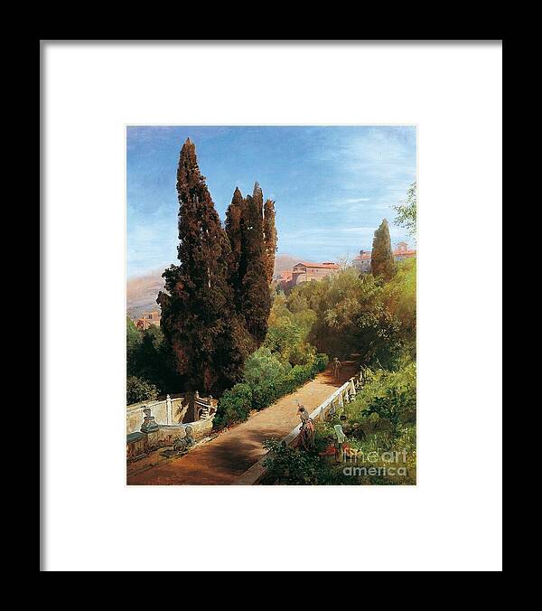 Oswald Achenbach Framed Print featuring the painting Park Der Villa Dieste by MotionAge Designs